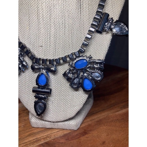 Express Y2k Blue Crystal Silver Wings Beautiful Statement Necklace - Picture 7 of 15